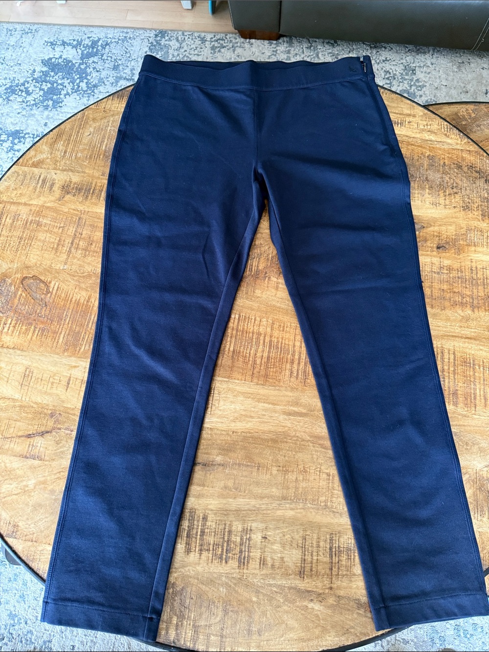 Eddie Bauer Navy Ponte Pant with side zip, EUC, Size 16